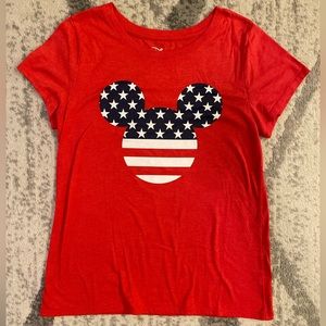 Disney Mickey Mouse American Flag Red/White/Blue Logo Women’s T-Shirt Medium